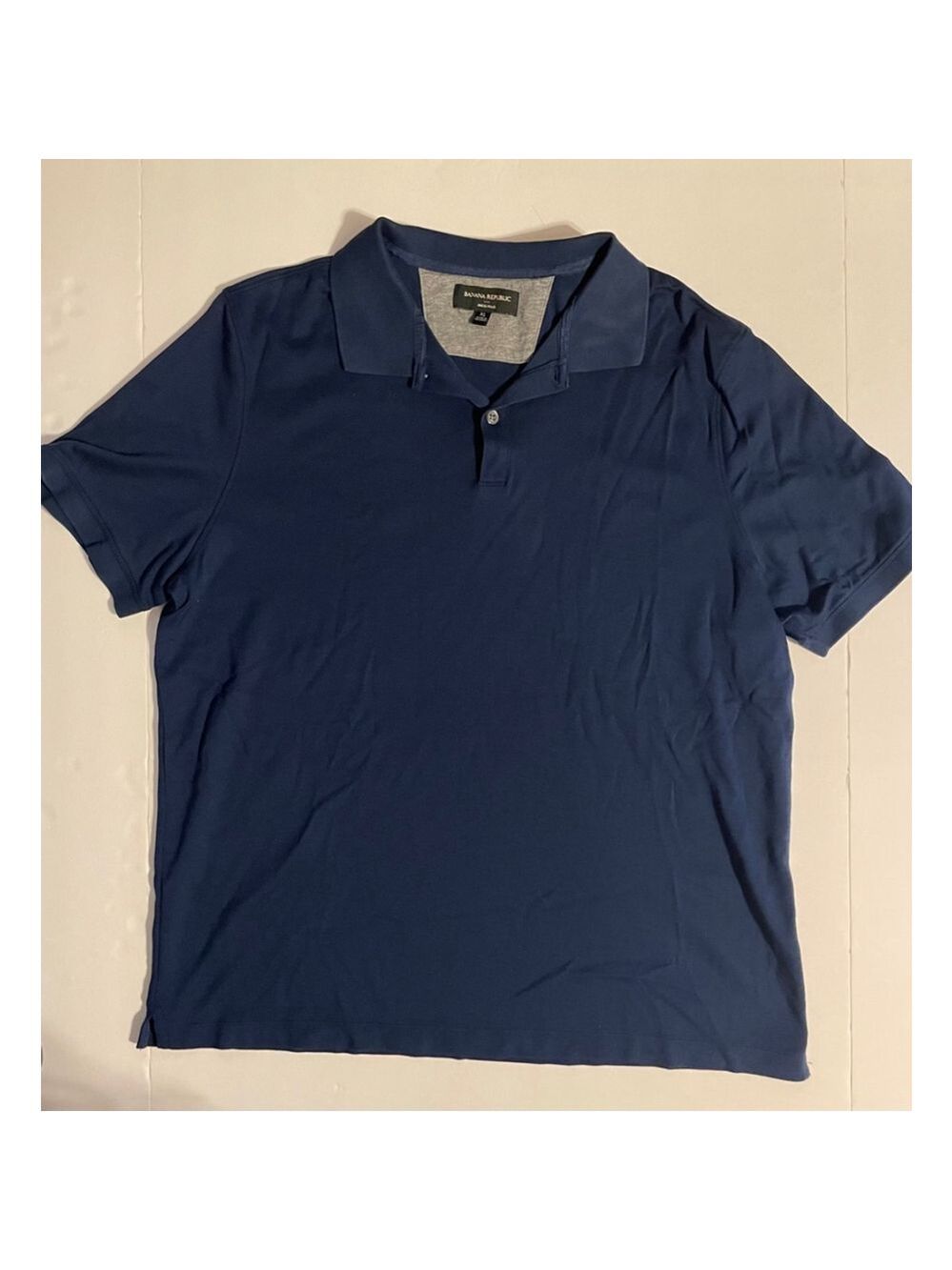 Men's Banana Republic Dress Polo Short Sleeve Shirt XL Navy Blue